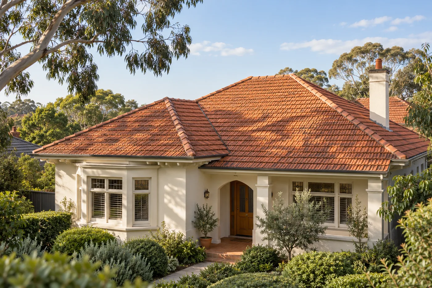 Illustrative Melbourne-style home with a natural terracotta roof